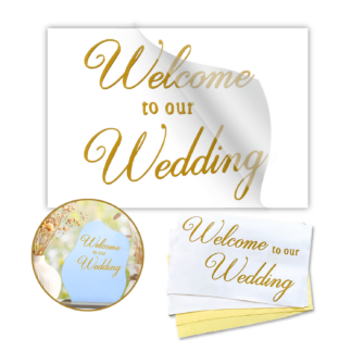 New！【ウェルカムスペースに華やぎを！】 ウェルカムシール ゴールド 【Welcome to our Wedding】 カッティング転写シール2枚セット 取説付 limande